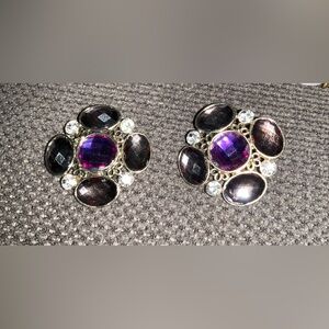 Elegant Purple and smokey Glass Earrings